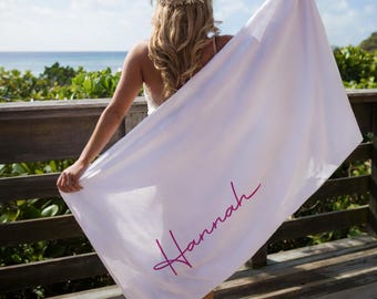 Personalized Script Name Beach Towel, Summer Gift