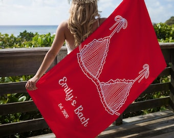 Personalized Bachelorette Beach Towel, Custom Name Pool Party Gift, Bach Club