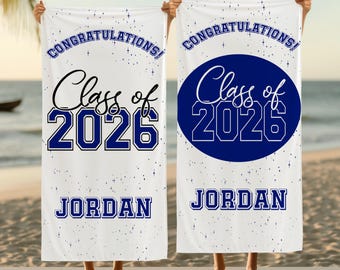 Personalized Senior '26 Beach Towel, Graduation Gift, Pool Towel
