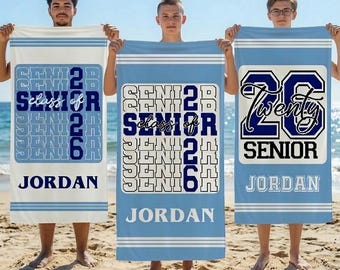 Personalized Senior '26 Beach Towel, Graduation Gift, Pool Towel