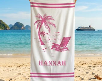 Personalized Palm Tree Beach Towels, Couple Gift Towel