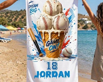 Personalized Baseball Beach Towel - Baseball Gift