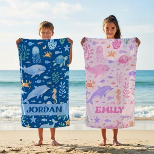 Personalized Kids Beach Towels - Pool Towels, Custom Beach Towels