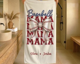Personalized  Sports Mom Beach Towel, American football, Baseball, Tennis, Volleyball, Basketball Gift Pool Towel