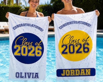 Personalized Senior '26 Beach Towel, Graduation Gift, Pool Towel