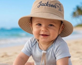 Sombrero de sol personalizado para bebé; Sombrero tipo cubo infantil bordado personalizado; Regalos con monograma; Regalo de verano para la playa; Regalo para baby shower; Sombrero personalizado; Regalo de cumpleaños