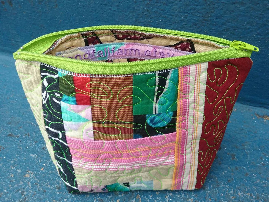 SOLD Travel Zipper Pouch Handmade by Me With Recycled Fabric Scraps