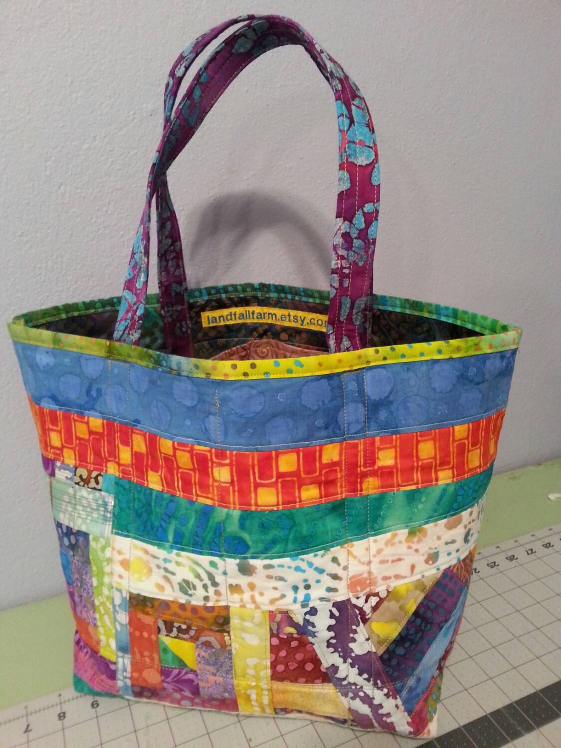 CUSTOM ORDER Quilted Tote Bag Purse Handmade Upcycled Batik Cotton Four ...