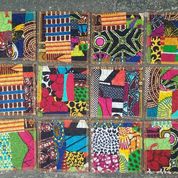 Coasters Custom Order any size, any fabric, any number - recycled fabric coasters, handmade, eco coasters, eco housewares, funky art coaster