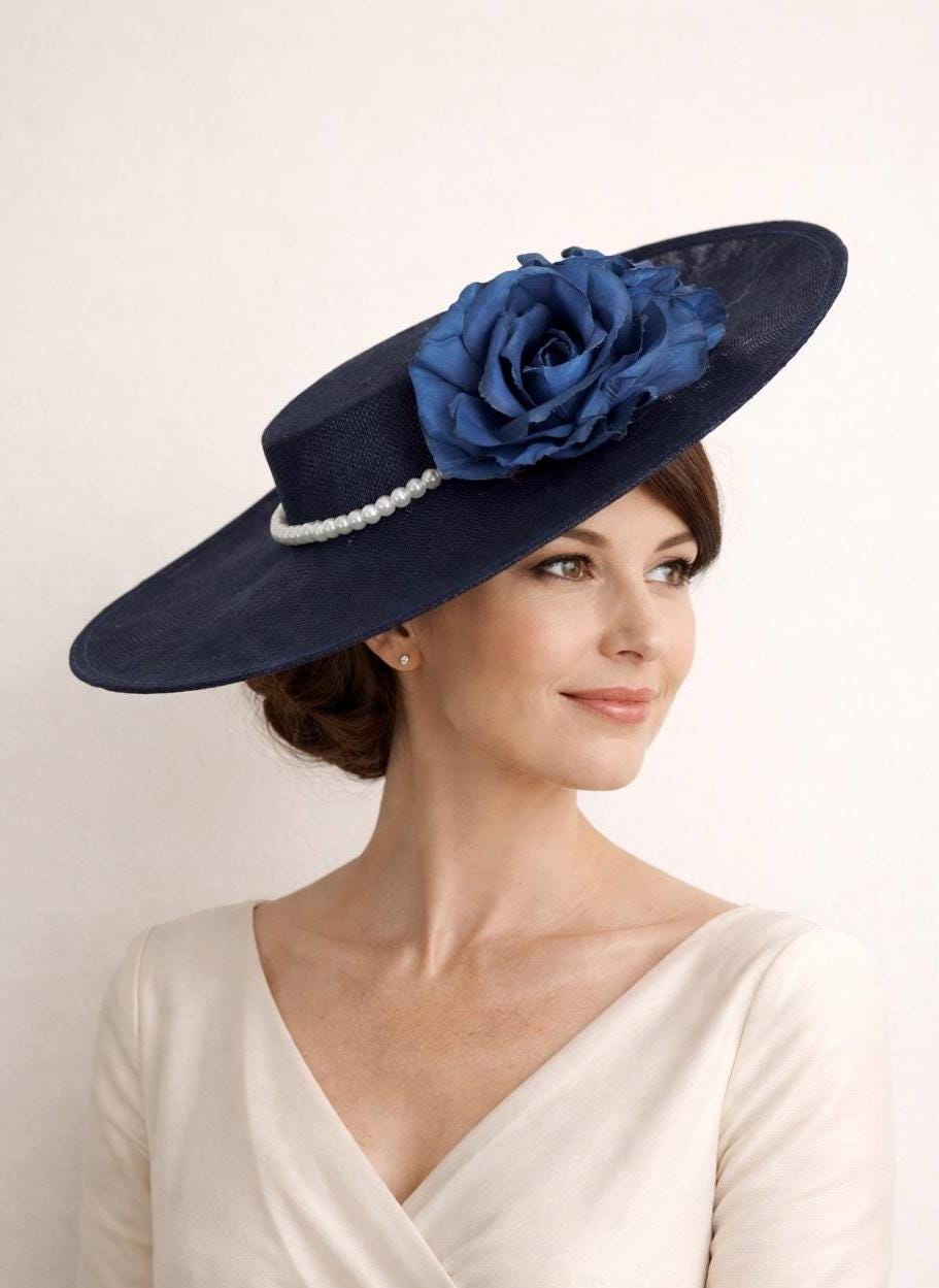 Navy Blue Fascinator Hat With Pearls - Etsy UK