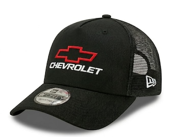 Chevrolet Embroidered Logo Trucker Hat, Black Mesh Adjustable Baseball Cap, Chevy Car Enthusiast Gift, Classic Racing Style Snapback