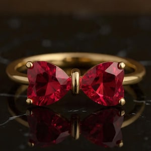 Birne Zwei Stein Rubin Verlobungsring in 9K Gold Ehering | Juli Birthstone Ring, Art Deco Ring, Jubiläumsring