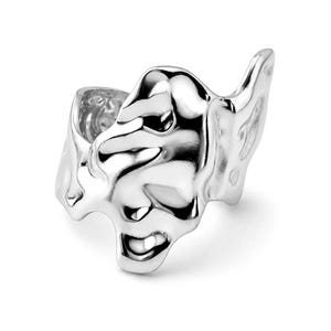 Chunky Molten Silver Ring, Liquid Metal Sculptural Ring, Adjustable Stainless Steel Jewelry Gift | CAÉN Ravela