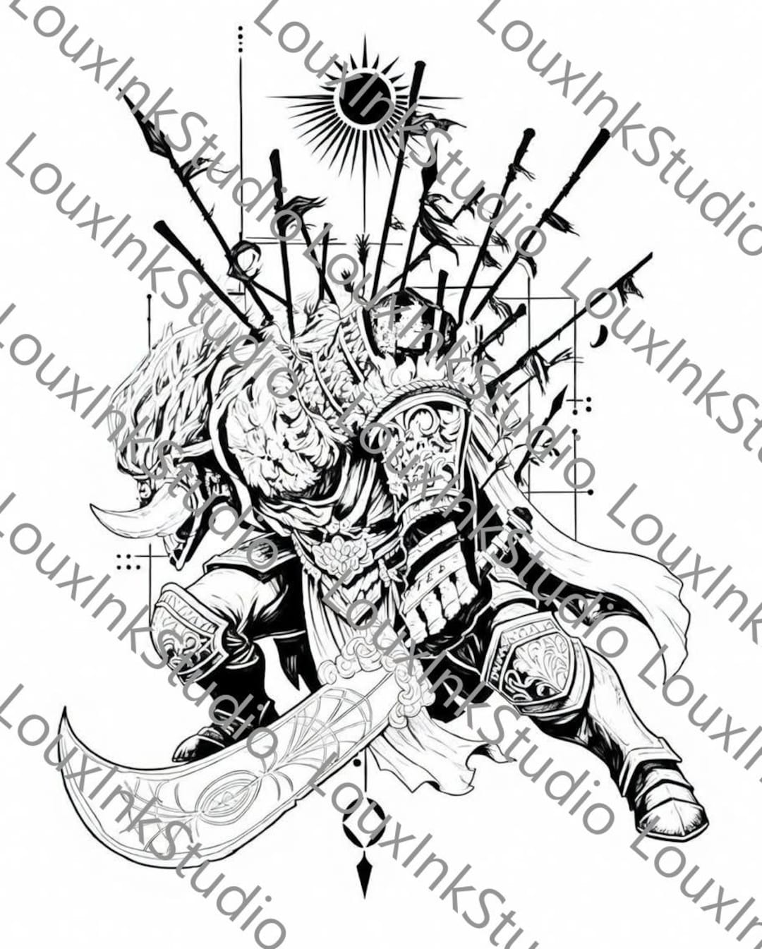 Tattoo Design Elden Ring Radahn - 1 of 1 - Stencil Ready - Etsy UK