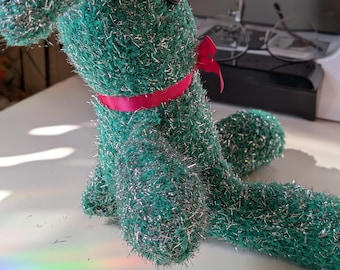 Sparkly Sock Bunny Toy with Big Button Eyes – Handmade Plush Animal