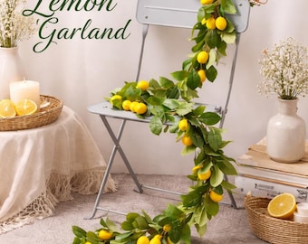 Artificial Lemon Garland, Green Leaf Vine, Door Wall Hanging, Party Table Decoration