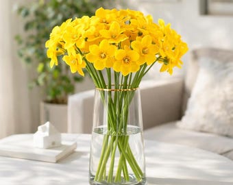 6PCS Artificial Daffodils Bouquet, Realistic Yellow Spring Flowers for Vase, Home Decor