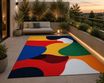 Modern Abstract Area Rug – Colorful Geometric Living Room Carpet