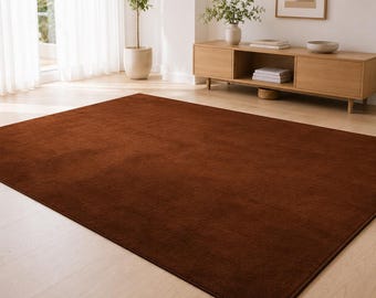 Chocolate Brown Solid Area Rug, Hand Tufted Plush Wool Carpet, Large Dark Espresso Living Room Bedroom Decor 8x10 9x12
