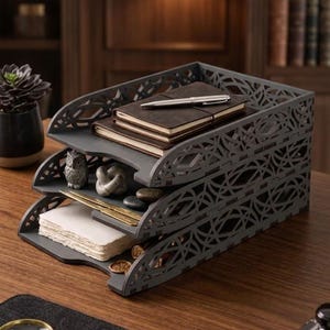 Laser Cut Stackable Desk Organizer SVG File, 4mm Vector Template (Digital Download)