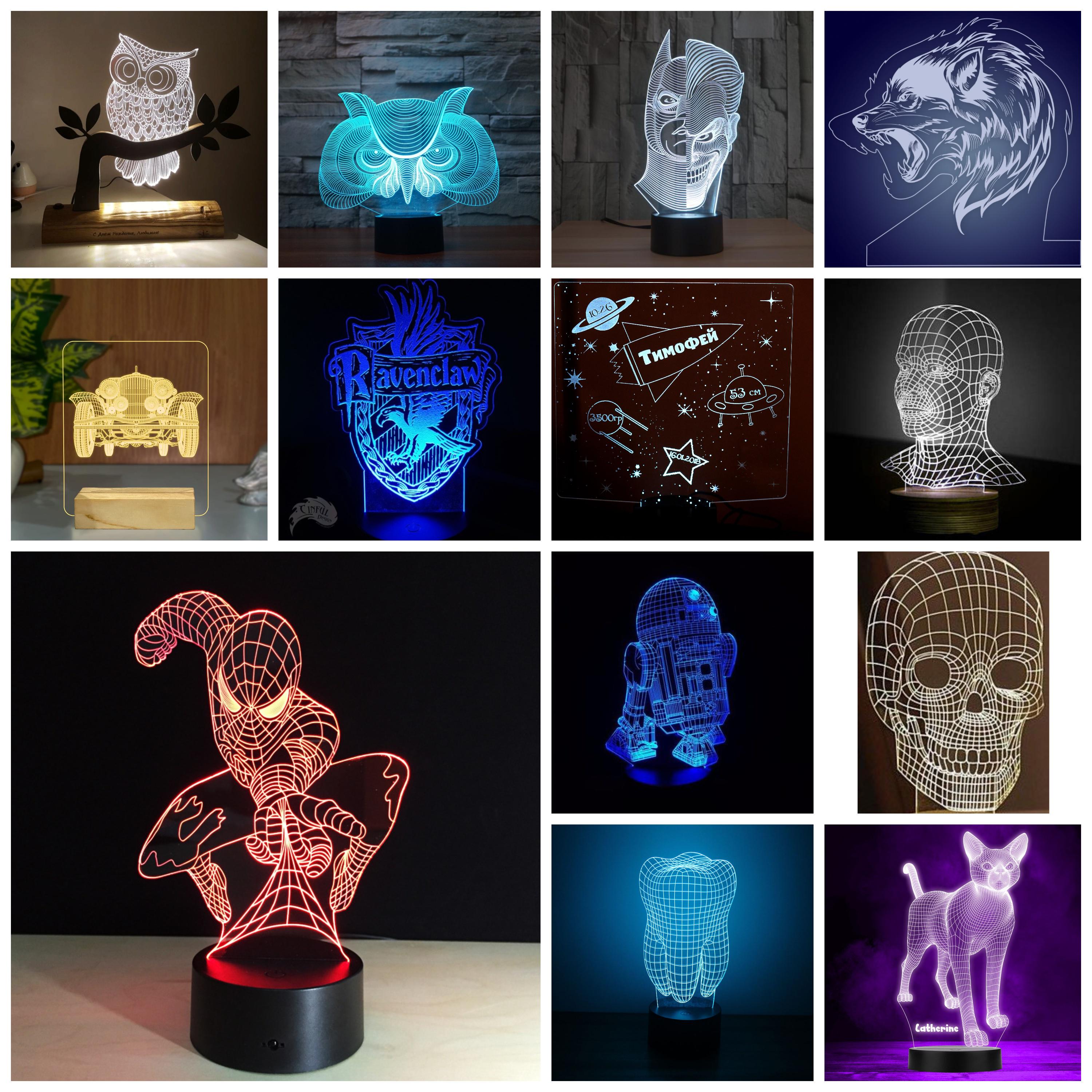 Vector File Packs 125 LED Acrylic Mega Bundle 3D Optical Night Illusion Lamp Vector File ...