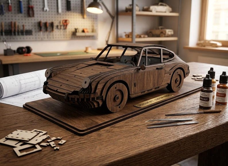 3D Lasercut Car Model Kit: Vintage Roadster Sports Car (dxf, Svg, Ai ...