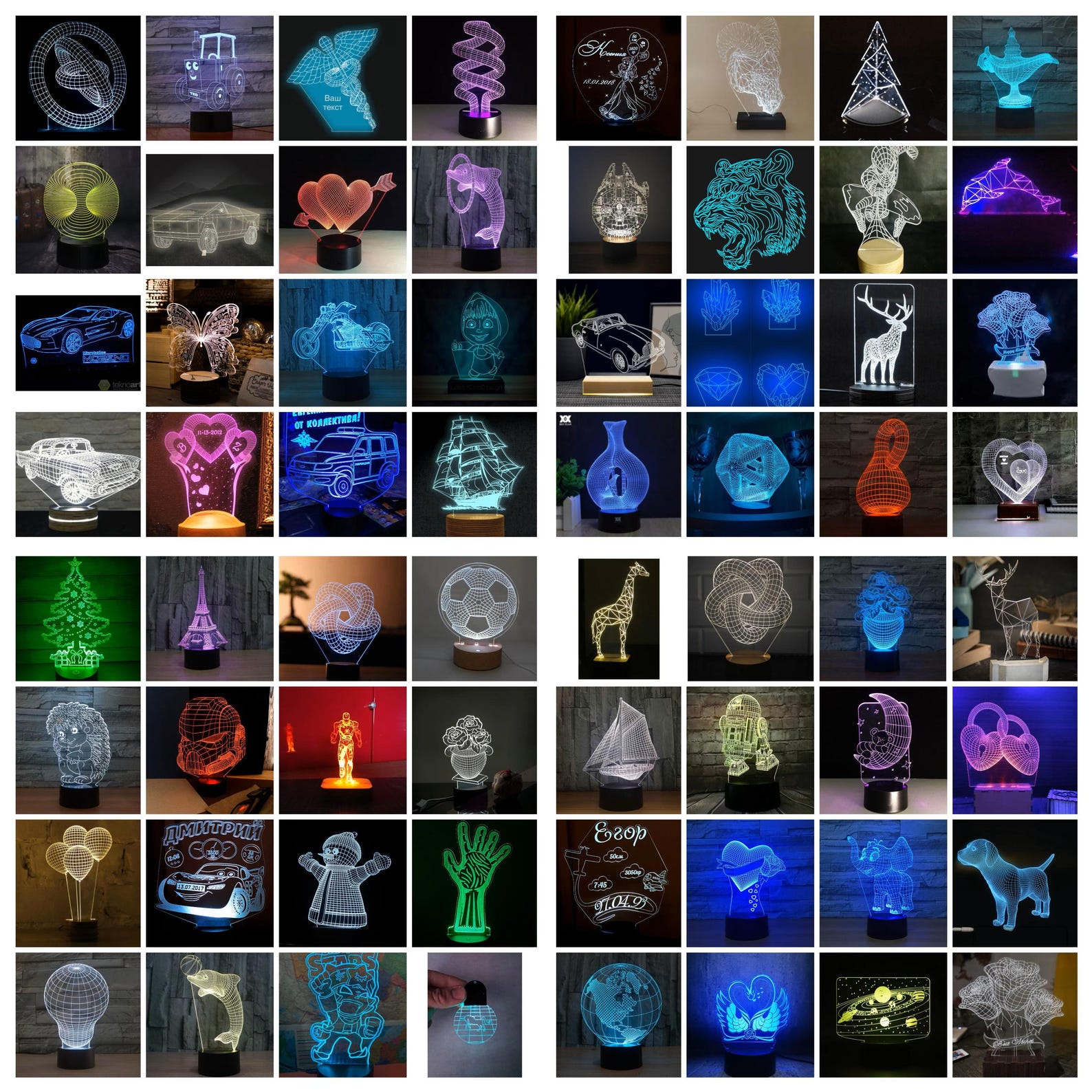 Vector File Packs 125 LED Acrylic Mega Bundle 3D Optical Night Illusion Lamp Vector File ...