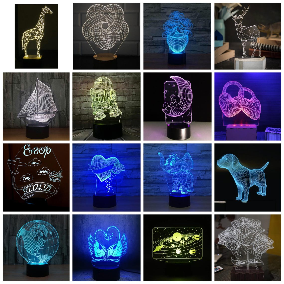 Vector File Packs 125 LED Acrylic Mega Bundle 3D Optical Night Illusion Lamp Vector File ...