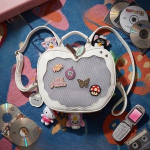 Ita Backpack with Clear Window Display Pocket, Kawaii Rucksack, Itabag for Pins, Minimal Collectors Schoolbag, JK Style 3-Way Crossbody Bag