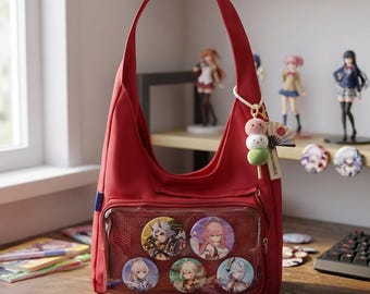Ita-tas, transparante schoudertas, Y2K Ita-schoudertassen, minimal Y2K Ita, crossbodytassen, pennendisplaybakken, mini kawaii-pentastas