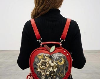 Ita-rugzak met doorzichtig venster, kawaii-rugzak, itabag for pins, schooltas voor minimale verzamelaars, JK-stijl 3-weg crossbodytas