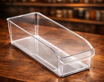 Clear Plastic Storage Bins Small Organizer for Kitchen Pantry Fridge Space Saving Multi-Use Container