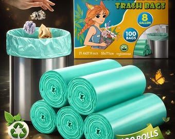 Biodegradable 2 Gallon Mini Trash Bags  | Eco‑Friendly Bathroom & Office Waste Bags |