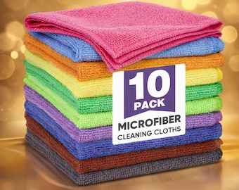 10-pack mikrofiberrengöringsdukar | Absorberande, luddfria, färgkodade trasor för hem och bil