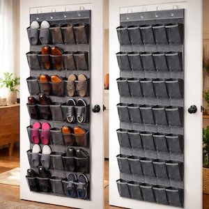 2-Pack Over Door Shoe Organizer 35 Pocket Hanging Closet Storage Rack