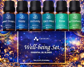 ASAKUKI Essential Oil Blend Set 6x10mL for Diffuser, Humidifier, Candle & Soap Making