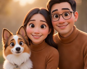 Retrato personalizado estilo Pixar, dibujo animado en 3D, regalo para mascota (descarga digital)