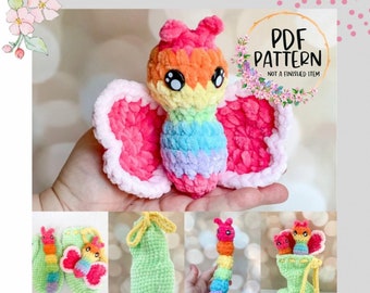PATRÓN de Ganchillo~Juego de Oruga de Caramelo~Mariposa~Tutorial de Ganchillo-Patrón PDF-Market Makes-Handmade DIY