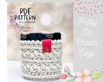 Crochet PATTERN~Pretty Ice Cream Cozy~Crochet Tutorial-PDF Pattern-Market Makes-Handmade DIY