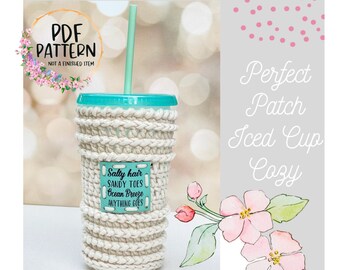 Crochet PATTERN~Perfect Patch Iced Cozy~Crochet Tutorial-PDF Pattern-Market Makes-Handmade DIY