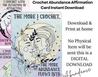 Printable Crochet for Abundance Affirmation Cards - Instant Download