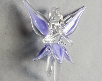 glass hanging fairy purple and clear, window hanger, tree ornament, car rearview mirror