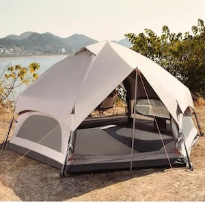 6 Person Hexagon Camping Tent: Quick Setup, Waterproof, UV Protection Family Outdoor Shelter