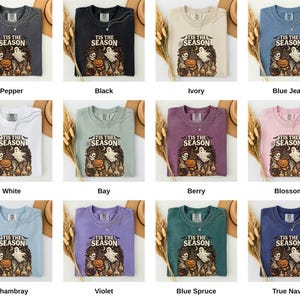 Vintage Halloween Comfort Colors Shirt, Tis the Season, Pumpkin Witch Graphic Tee, Women's Shirt, Skeleton Png, Novelty Humor Print image 6