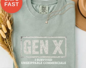 ジェネレーションXシャツ、スキップできないCMを生き延びたTシャツ、CM休憩Tシャツ、チャンネルサーフィンギフト、80年代キッズ映画ナイトトップス、姉妹へのギフト