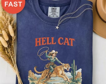 Wildcat Wrangler Shirt, Vintage Western Tee, Funny Cat Gift, Cowboy Style Top, Animal Shirt, Comfort Colors Tee, Country Girl Gift
