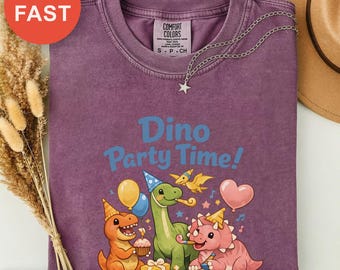 Dino Party Shirt, Retro Dinosaur Tee, Jurassic Style Top, Prehistoric Theme Tee, Animal Party Shirt, Comfort Colors, Gift for Kids