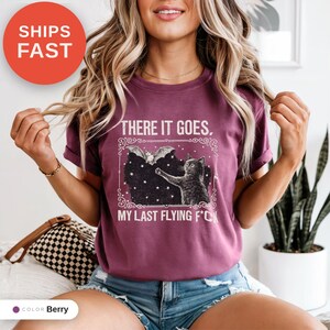 Skeleton Bat Cat Graphic Tee, Spooky Season Humor Print (Comfort Colors) image 6