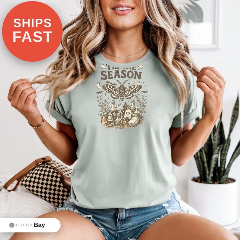 Camiseta vintage de Halloween con colores cómodos, Es la temporada, Camiseta preparándose, Camiseta de mujer, Esqueleto PNG, Estampado humorístico novedoso, Camiseta gráfica imagen 7
