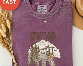 Camiseta con mensaje sobre la conservación del oso, camiseta ecológica de vida silvestre, regalo para amantes de la naturaleza, top para aventuras al aire libre, camiseta de regalo de dinosaurios de Comfort Colors